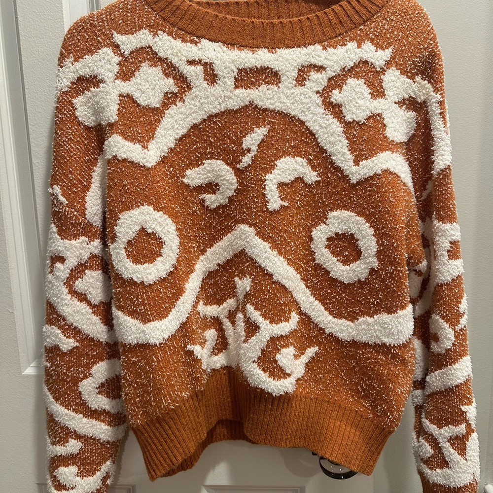 LAWLESS Rust and Cream Patterned Sweater